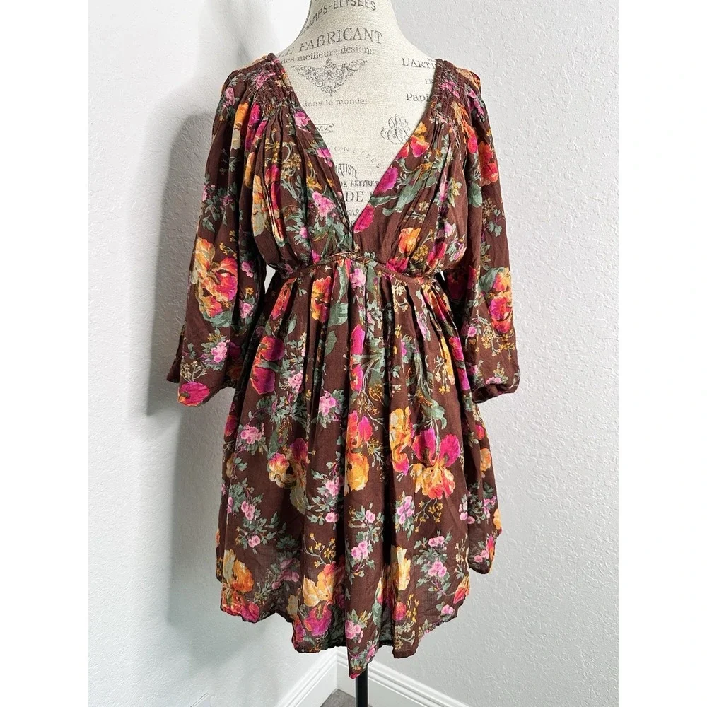 Free People Beck Floral Babydoll Minidress‎ Relaxed Boho Cottagecore